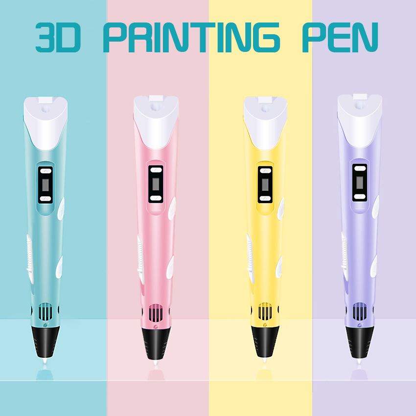 3D Printing Pen with Display - Includes 3D Pen, 3 Starter Colors of PLA Filament, Stencil Book + Project Guide, and Charger